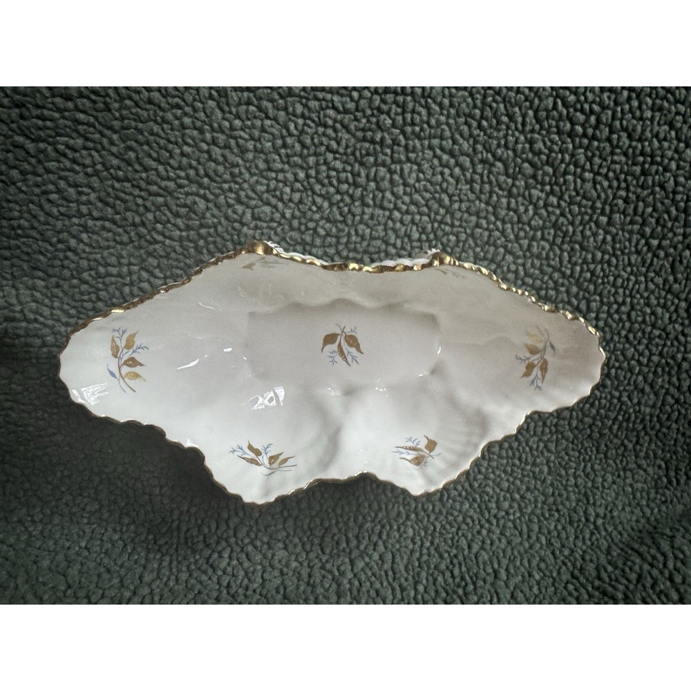 Vintage Aynsley England Bone China Shell Dish Gold Trim Scalloped Bowl